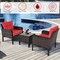 Costway 3PCS Patio Rattan Conversation Set Cushioned Sofa Chair for Garden